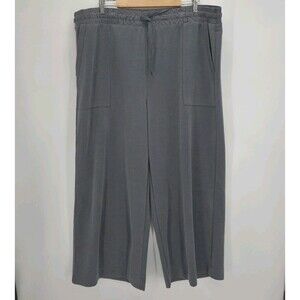 New Haven Well Within Womens Wide Leg Crop Pants Loungwear Steel Gray Size XXL